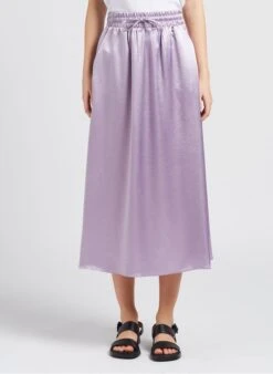 Max Mara Leisure FREDA - Purple Satin-look Midi Skirt