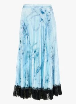 TWINSET Blue Printed Midi Skirt With Lace Details