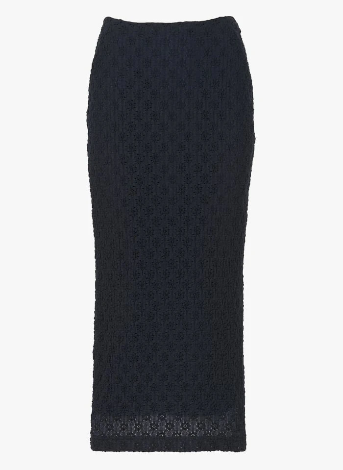 SAM - Blue Cotton-blend Lace Midi Skirt - Image 3