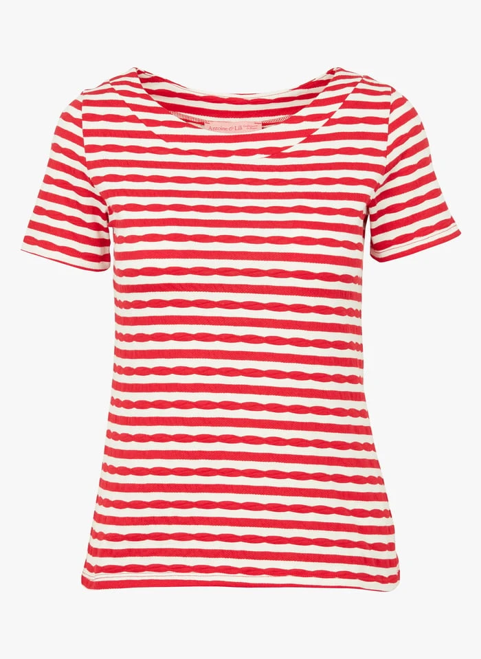 EVA - Pink Striped Round-neck T-shirt - Image 3