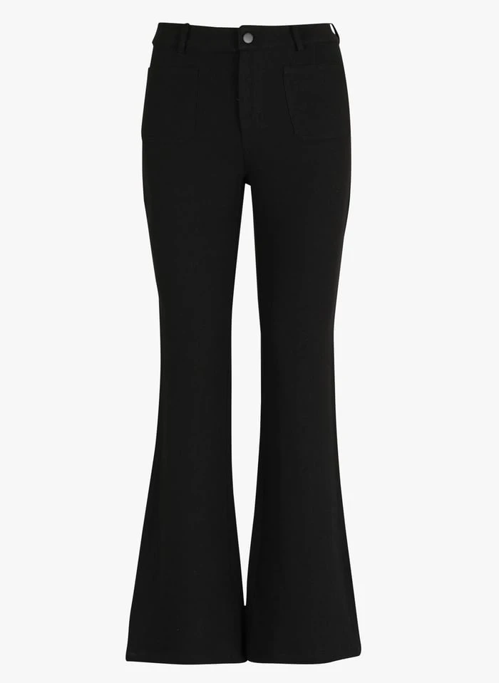 SEE U SOON Black Flared Linen Pants - Image 3