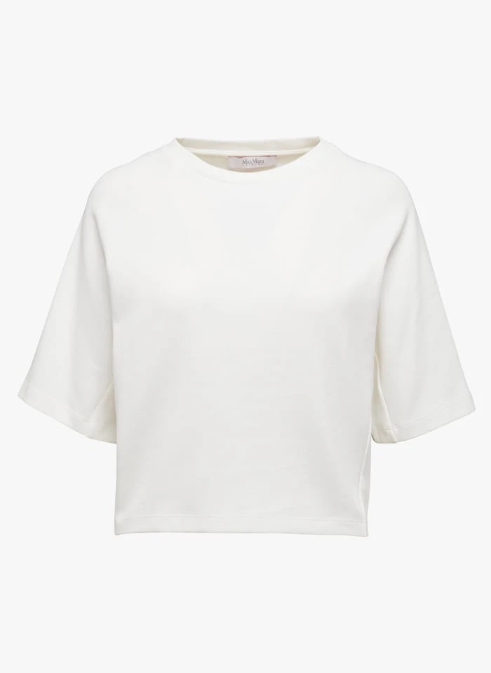 Max Mara Leisure TARANTO - White Short-sleeved Cotton-blend T-shirt - Image 3