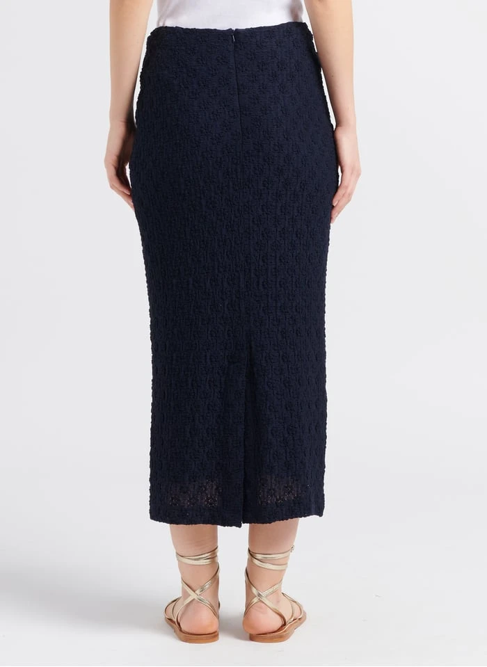 SAM - Blue Cotton-blend Lace Midi Skirt - Image 2