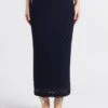 SAM - Blue Cotton-blend Lace Midi Skirt