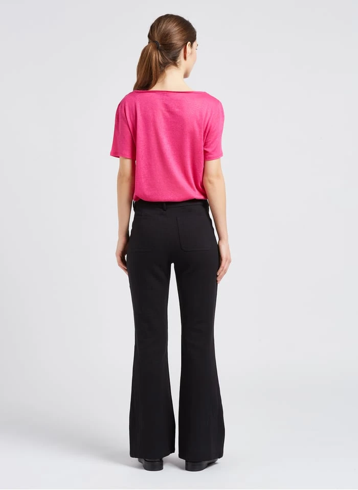 SEE U SOON Black Flared Linen Pants - Image 9