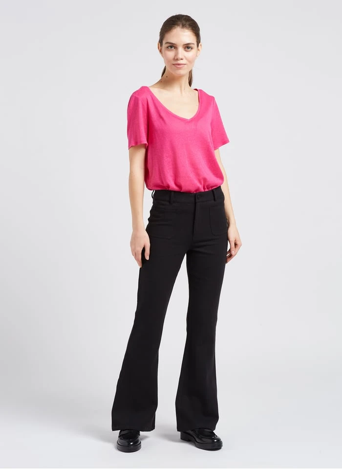 SEE U SOON Black Flared Linen Pants - Image 8