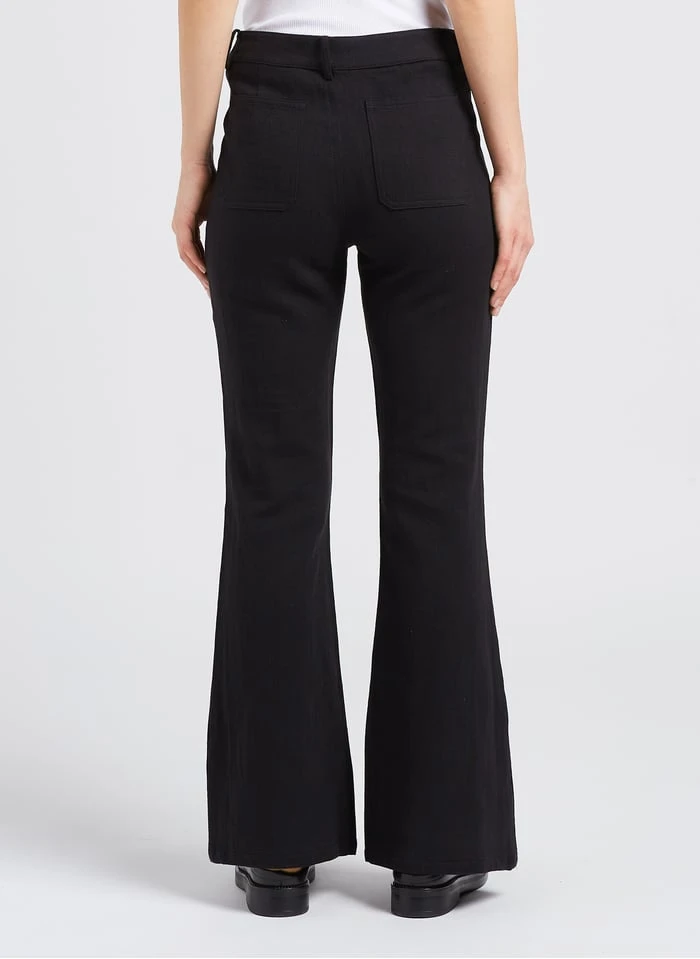 SEE U SOON Black Flared Linen Pants - Image 2