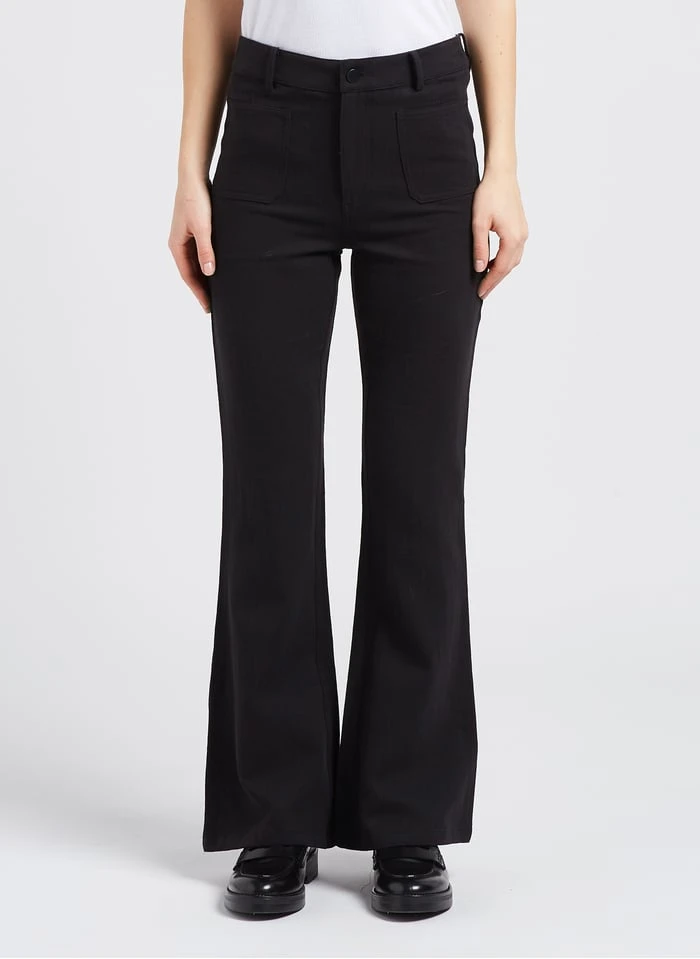 SEE U SOON Black Flared Linen Pants