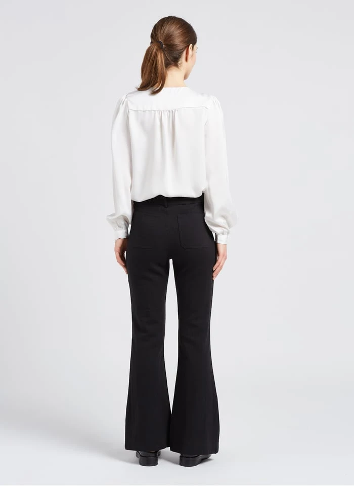 SEE U SOON Black Flared Linen Pants - Image 5
