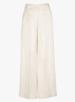 YEL - White Striped Wide-leg Pants