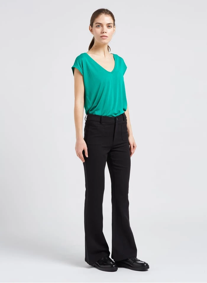 SEE U SOON Black Flared Linen Pants - Image 6