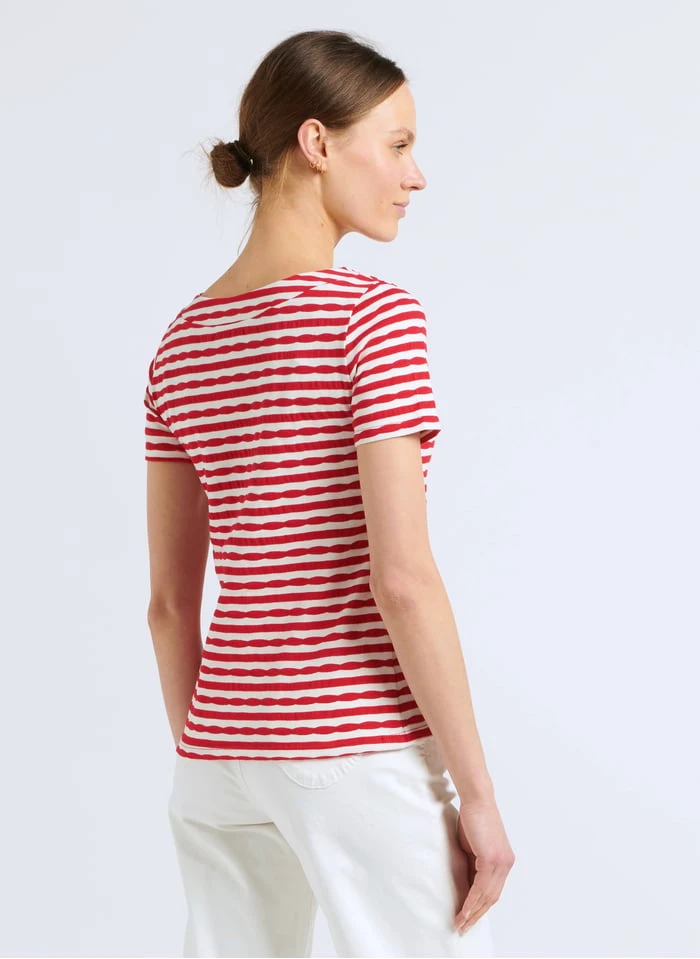 EVA - Pink Striped Round-neck T-shirt - Image 2
