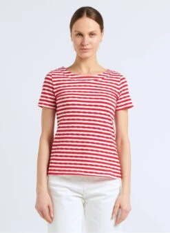 EVA - Pink Striped Round-neck T-shirt