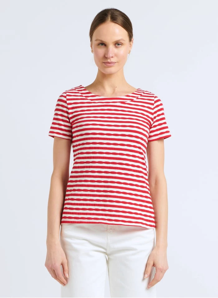 EVA - Pink Striped Round-neck T-shirt