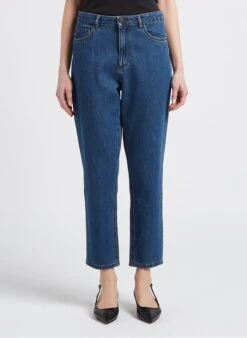 ONE STEP Blue Cotton Mom Jeans