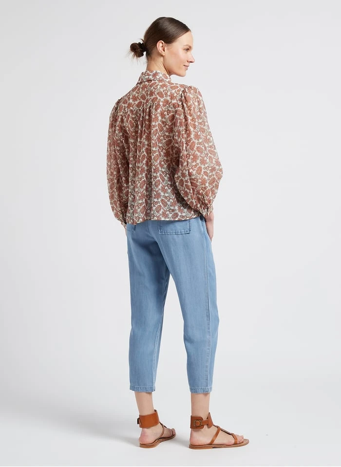 SEE U SOON Faded Jeans Flowing Straight-leg Denim-effect Pants - Image 7