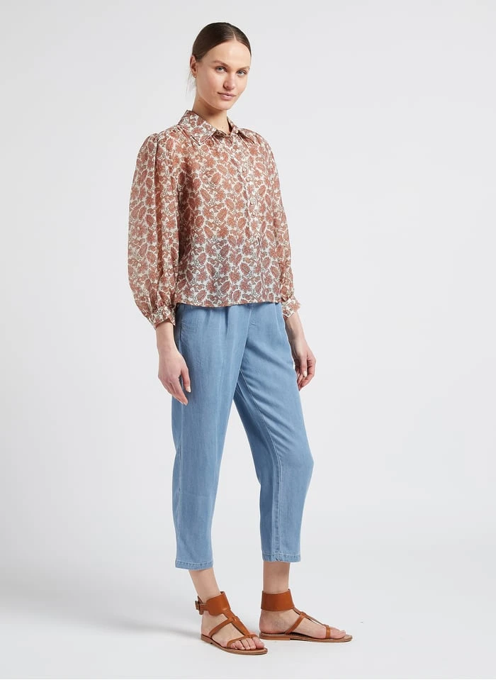 SEE U SOON Faded Jeans Flowing Straight-leg Denim-effect Pants - Image 6