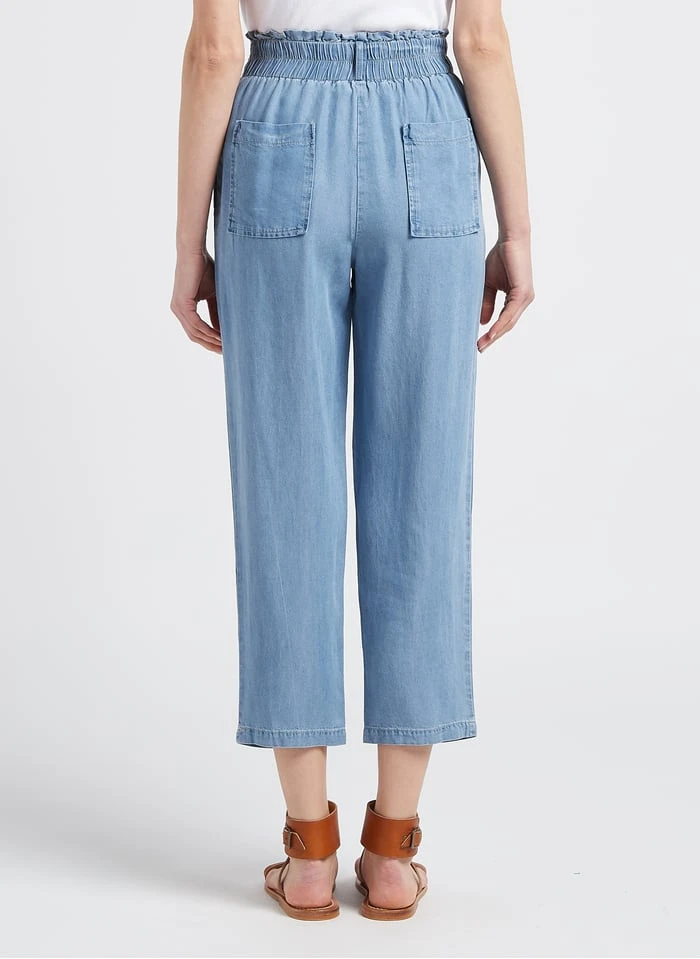 SEE U SOON Faded Jeans Flowing Straight-leg Denim-effect Pants - Image 2