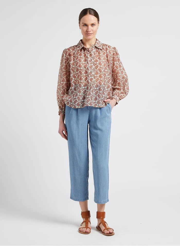 SEE U SOON Faded Jeans Flowing Straight-leg Denim-effect Pants - Image 4