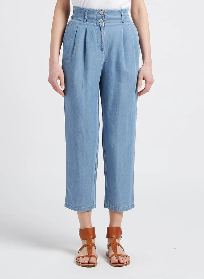 SEE U SOON Faded Jeans Flowing Straight-leg Denim-effect Pants