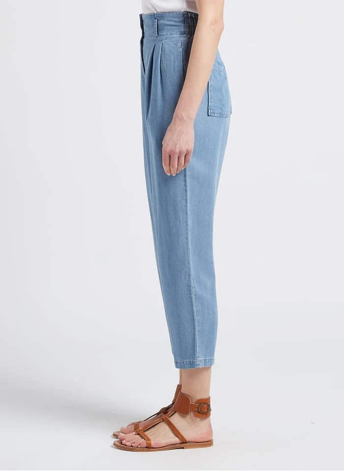 SEE U SOON Faded Jeans Flowing Straight-leg Denim-effect Pants - Image 5