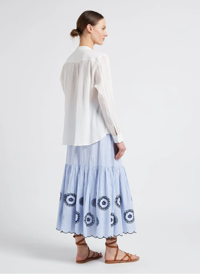 STELLA FOREST LOVINA - Blue Long Striped Cotton Skirt - Image 5