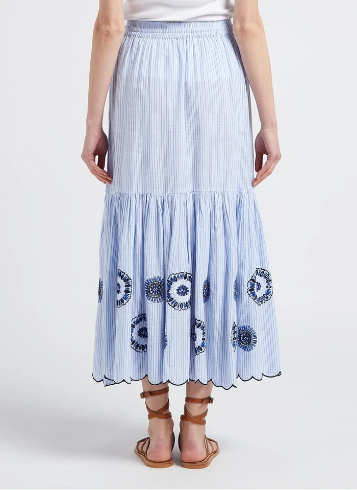 STELLA FOREST LOVINA - Blue Long Striped Cotton Skirt - Image 2