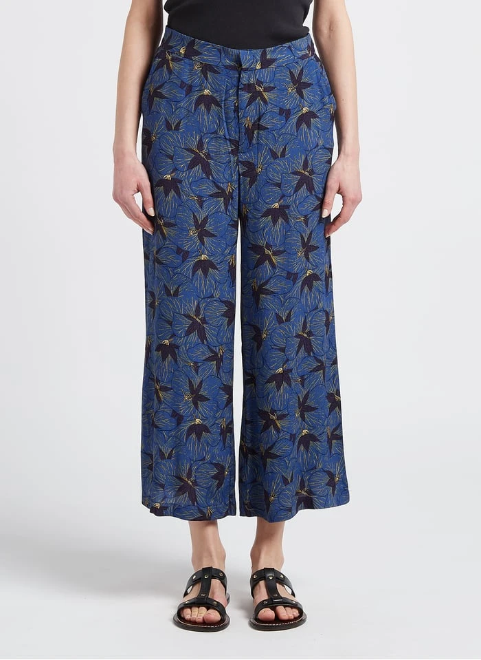 SEE U SOON Blue Flowing Floral Pattern Pants