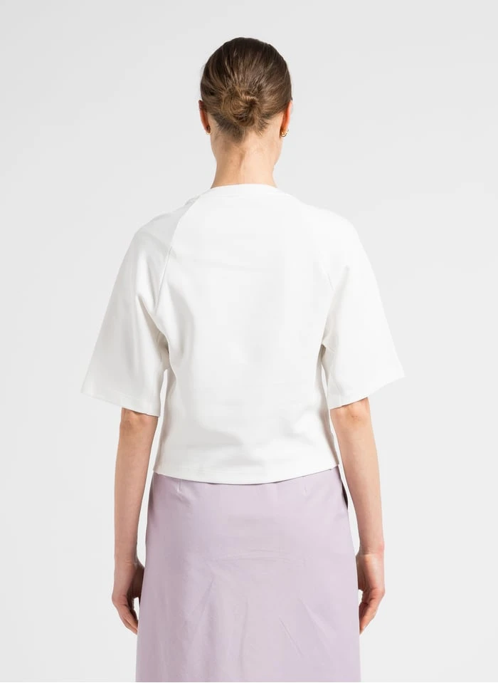 Max Mara Leisure TARANTO - White Short-sleeved Cotton-blend T-shirt - Image 2