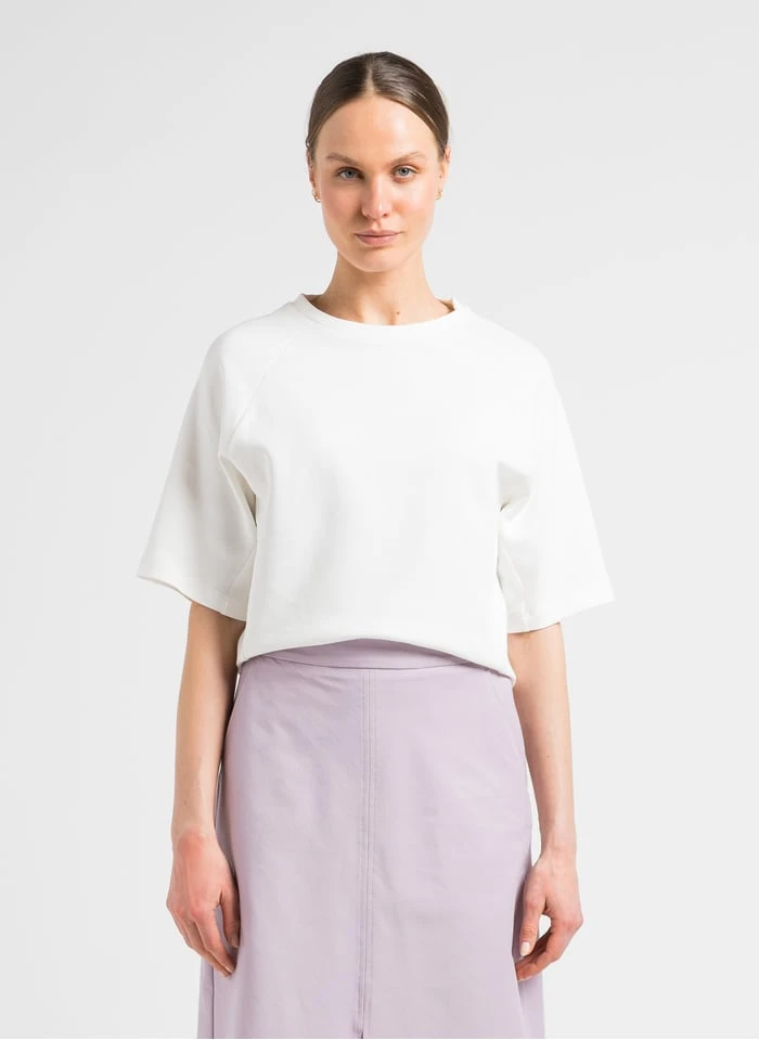 Max Mara Leisure TARANTO - White Short-sleeved Cotton-blend T-shirt