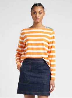 BENSIMON BRIAC - Orange Round-neck Cotton T-shirt