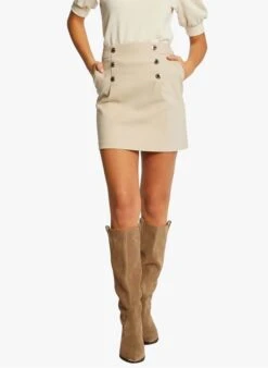 MORGAN Beige Short Cotton-blend Skirt