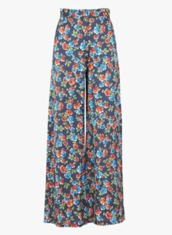 MAX & Co. KABARA - Multicolored Wide-leg Satiny Floral Pants