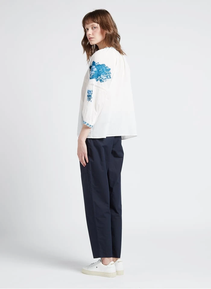 Marc O'Polo Blue Wide-leg Cotton-blend Pants - Image 7