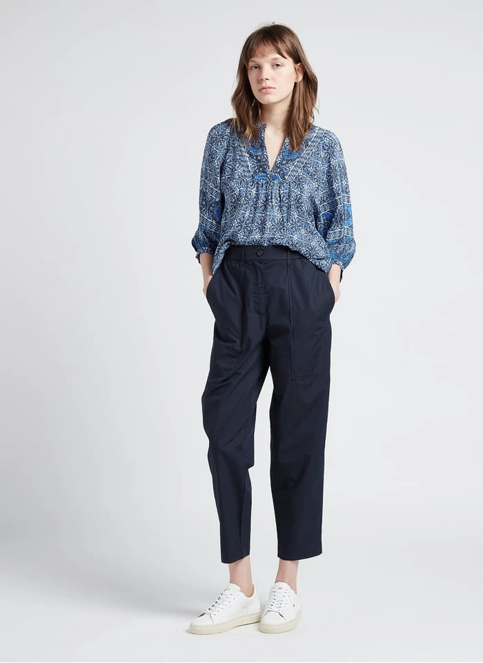 Marc O'Polo Blue Wide-leg Cotton-blend Pants - Image 10
