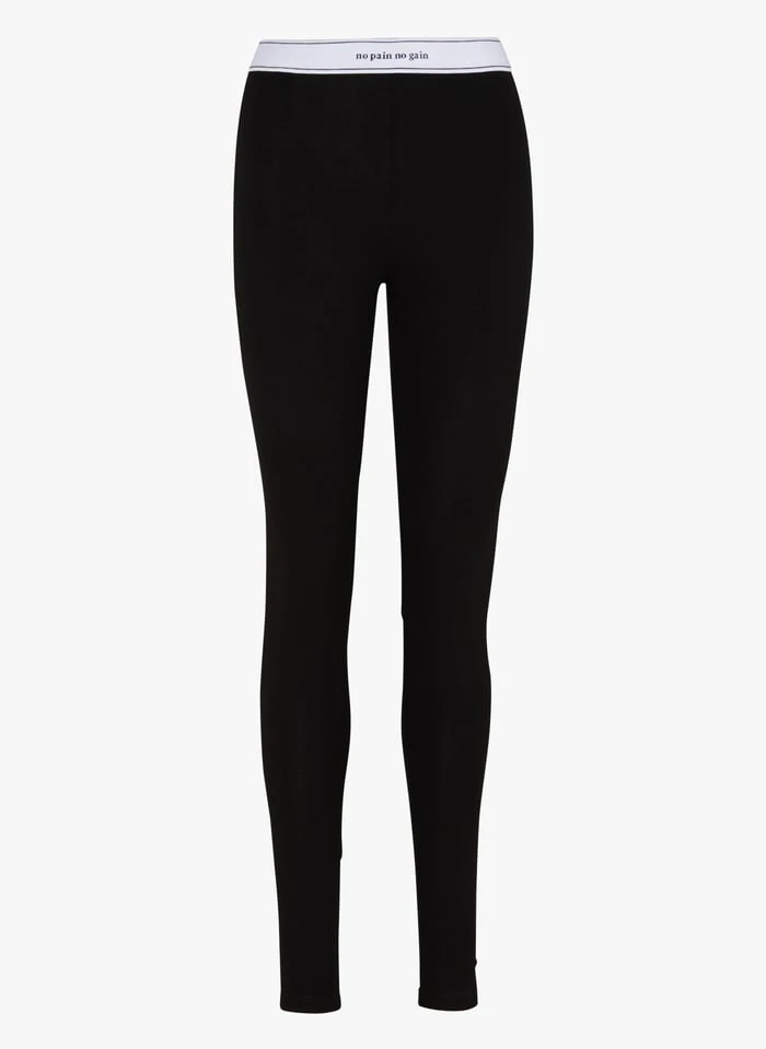 Maison Labiche ROQUEPINE NO PAIN NO GAIN - Black Fitted Embroidered Leggings - Image 3
