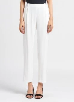PHILIPPE - White Straight Pants With Satiny Strips
