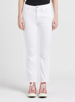 FRAME White Cropped Flared Jeans