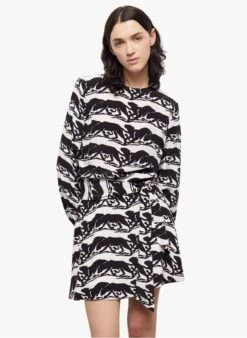 THE KOOPLES White Short Printed Round-neck Dress