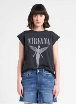 TIRVANA NIRVANA - Black Round-neck Printed Cotton T-shirt