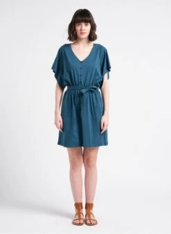 DES PETITS HAUTS ZAEMINO - Blue Short Cotton Dress