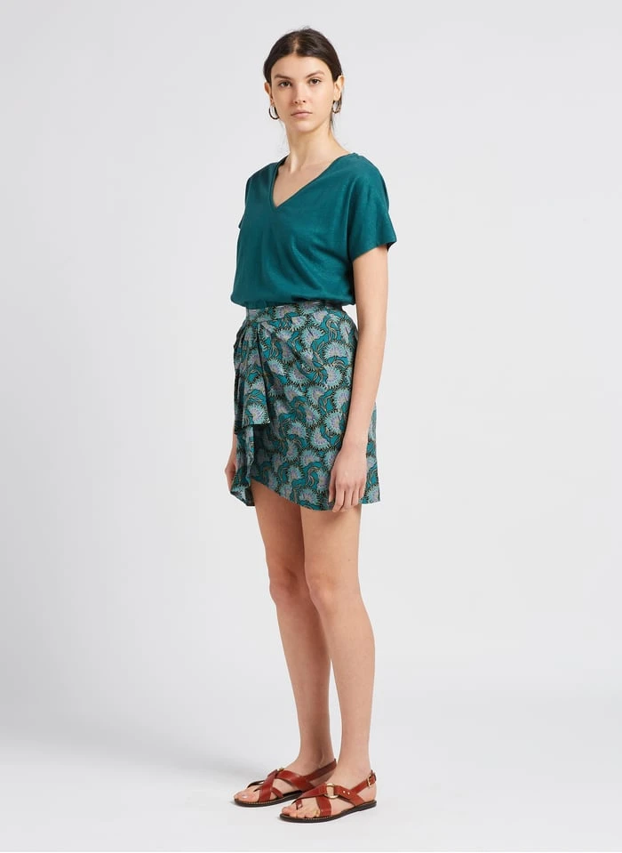 SEE U SOON Green Short Floral Print Skirt - Image 4