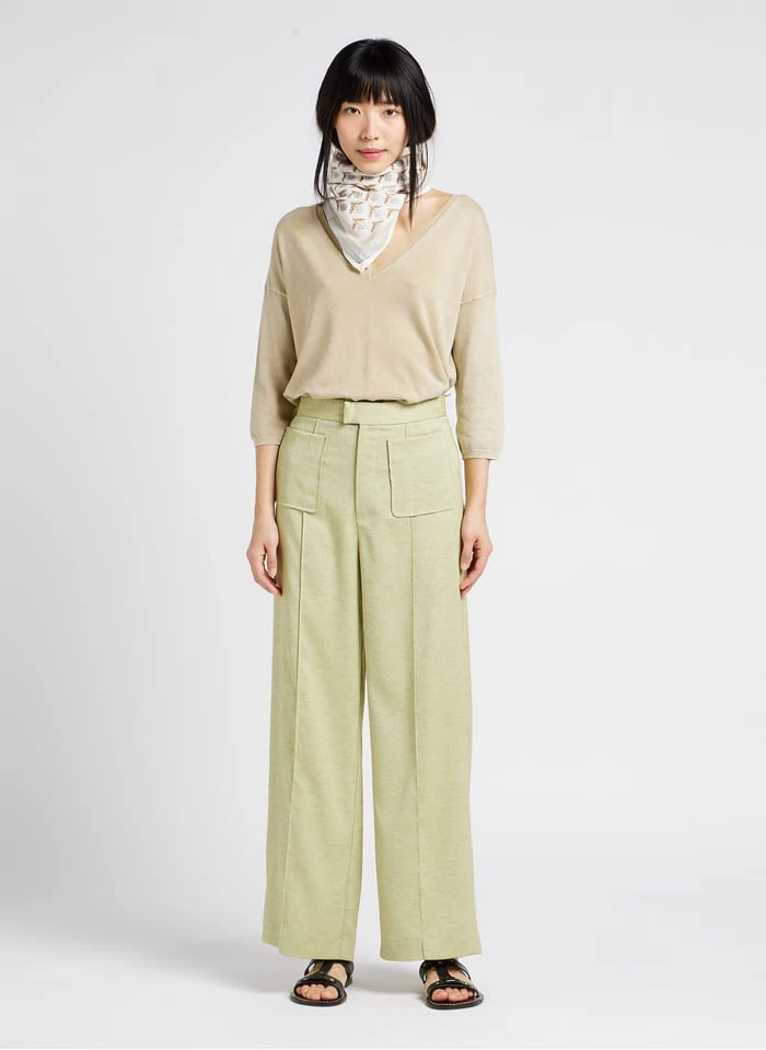 SEE U SOON Green High-rise Flared Pants - Image 2