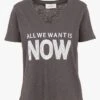 BERENICE ENOYA NOW - Grey V-neck Cotton T-shirt