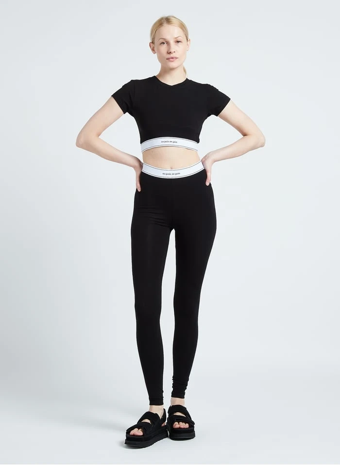 Maison Labiche BOETIE NO PAIN NO GAIN - Black No Pain No Gain Cropped Round-neck T-shirt - Image 6