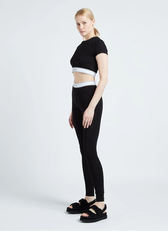 Maison Labiche ROQUEPINE NO PAIN NO GAIN - Black Fitted Embroidered Leggings - Image 5