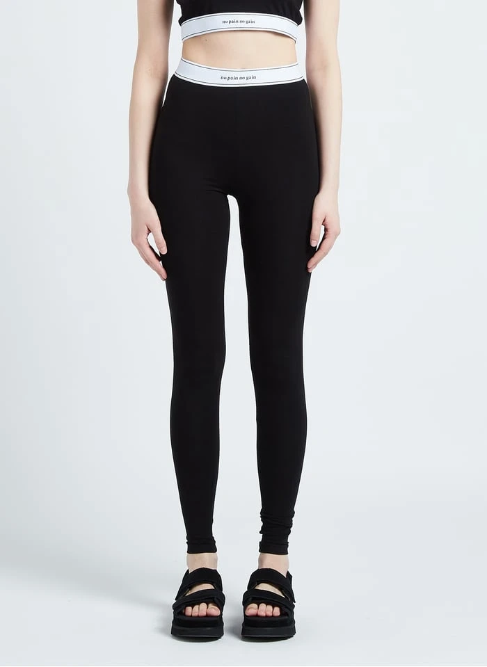 Maison Labiche ROQUEPINE NO PAIN NO GAIN - Black Fitted Embroidered Leggings