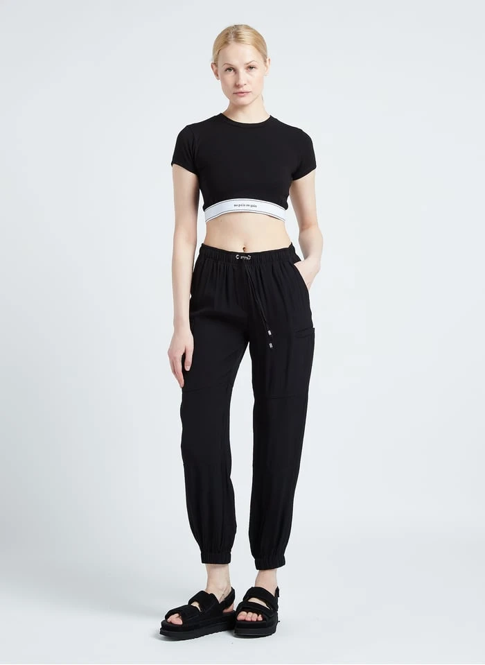 Maison Labiche BOETIE NO PAIN NO GAIN - Black No Pain No Gain Cropped Round-neck T-shirt - Image 8