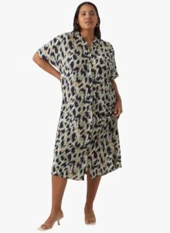 Vero Moda Curve MENNY - Blue Straight Printed Shirt Dress