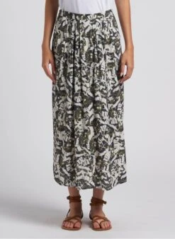 BENSIMON GANGSTER - Green Printed Midi Skirt